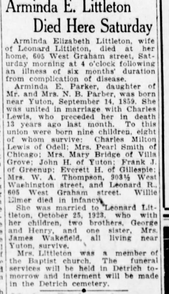 Clipping from The Pantagraph